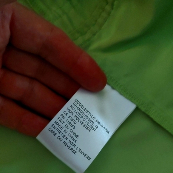 Lime Green Lightweight Rain Jacket with Ruffles by Tribella Size 12 - Picture 12 of 13